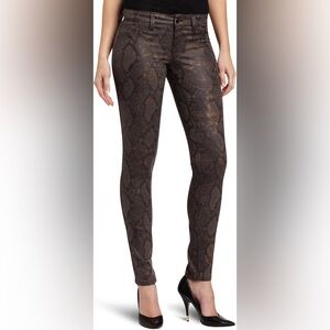 Level 99 Dark Brown Snakeskin Skinny Pants